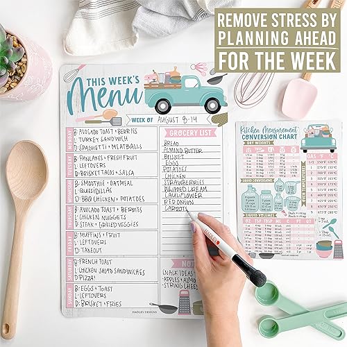 Miniatura 7 de Planificador semanal magnético de comidas para camión, pizarra de borrado en seco para refrigerador, planificador de comidas magnético para