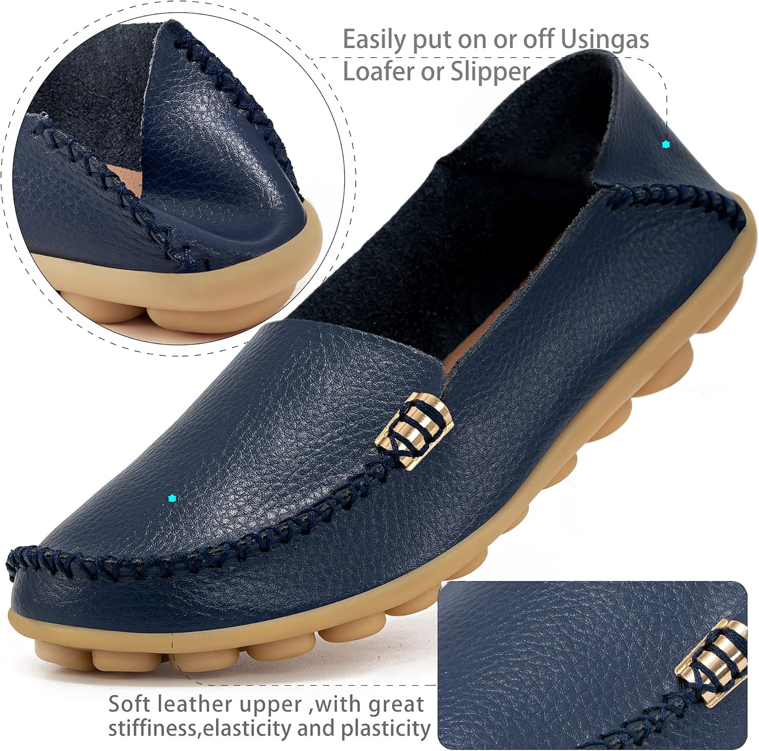 Ablanczoom Womens Loafers Flats Shoes: Comfort Round Toe Slip on Soft Moccasins Dressy Loafer for Driving Walking - Image 3