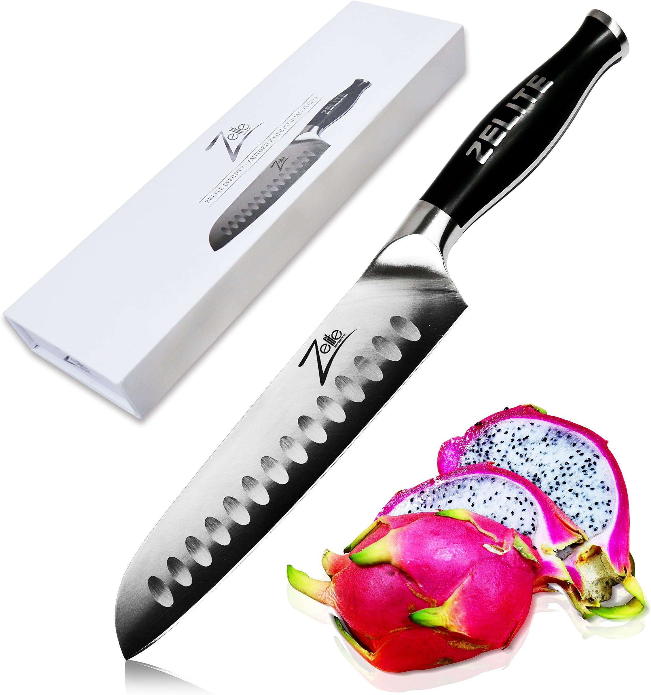 Zelite Infinity 7 Inch Santoku Knife - Razor Sharp Chef Knife with German High Carbon Stainless Steel Blade; Japanese Knife & Chopping Knife with Ergonomic Handle - Comes in Luxurious Gift Box