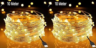 Groeien Pack of 2 Copper 10 Meter Fairy String Lights with USB Powered Led Light for DIY, Decor, Diwali, Christmas Price In India