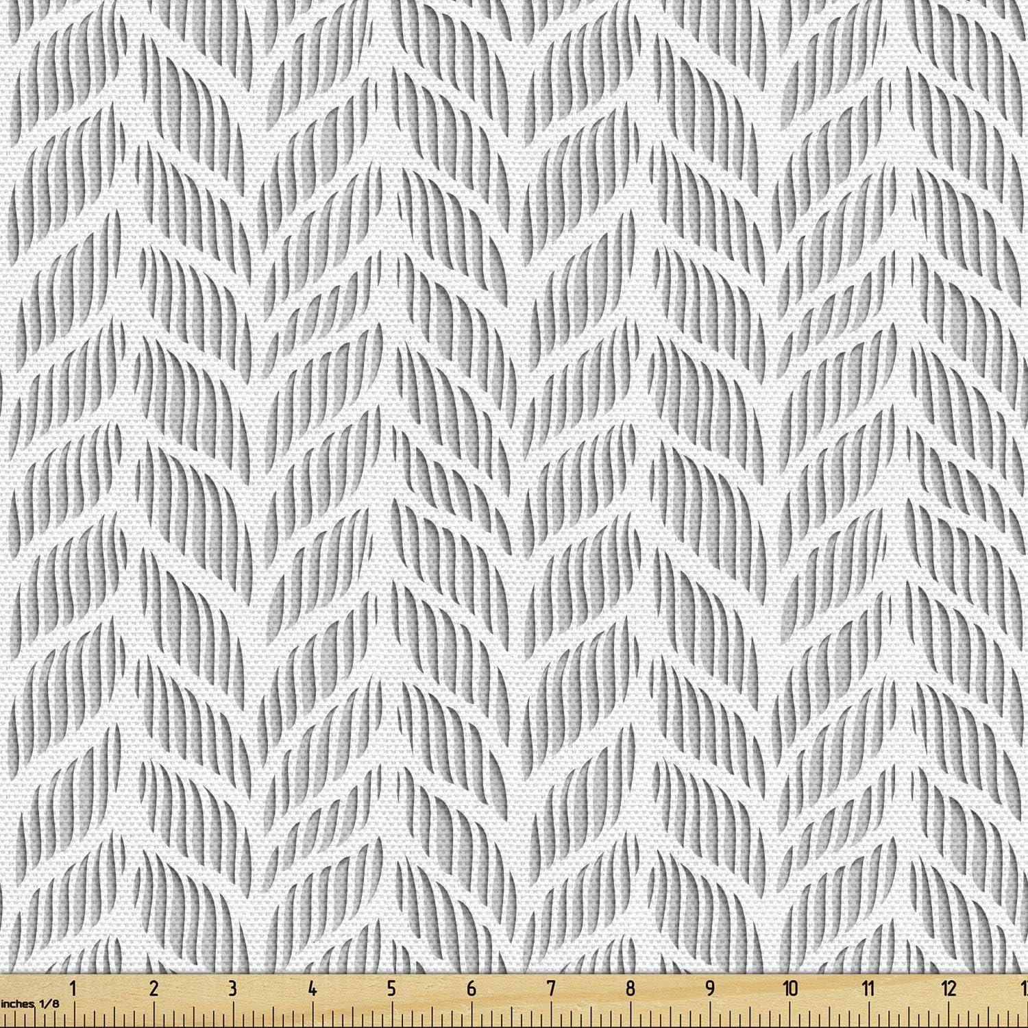 Lunarable Grey Abstract Fabric by The Yard, Norwegian Pattern Traditional Design with a Modern Representation, Decorative Fabric for Upholstery and Home Accents, 1 Yard, Grey Eggshell