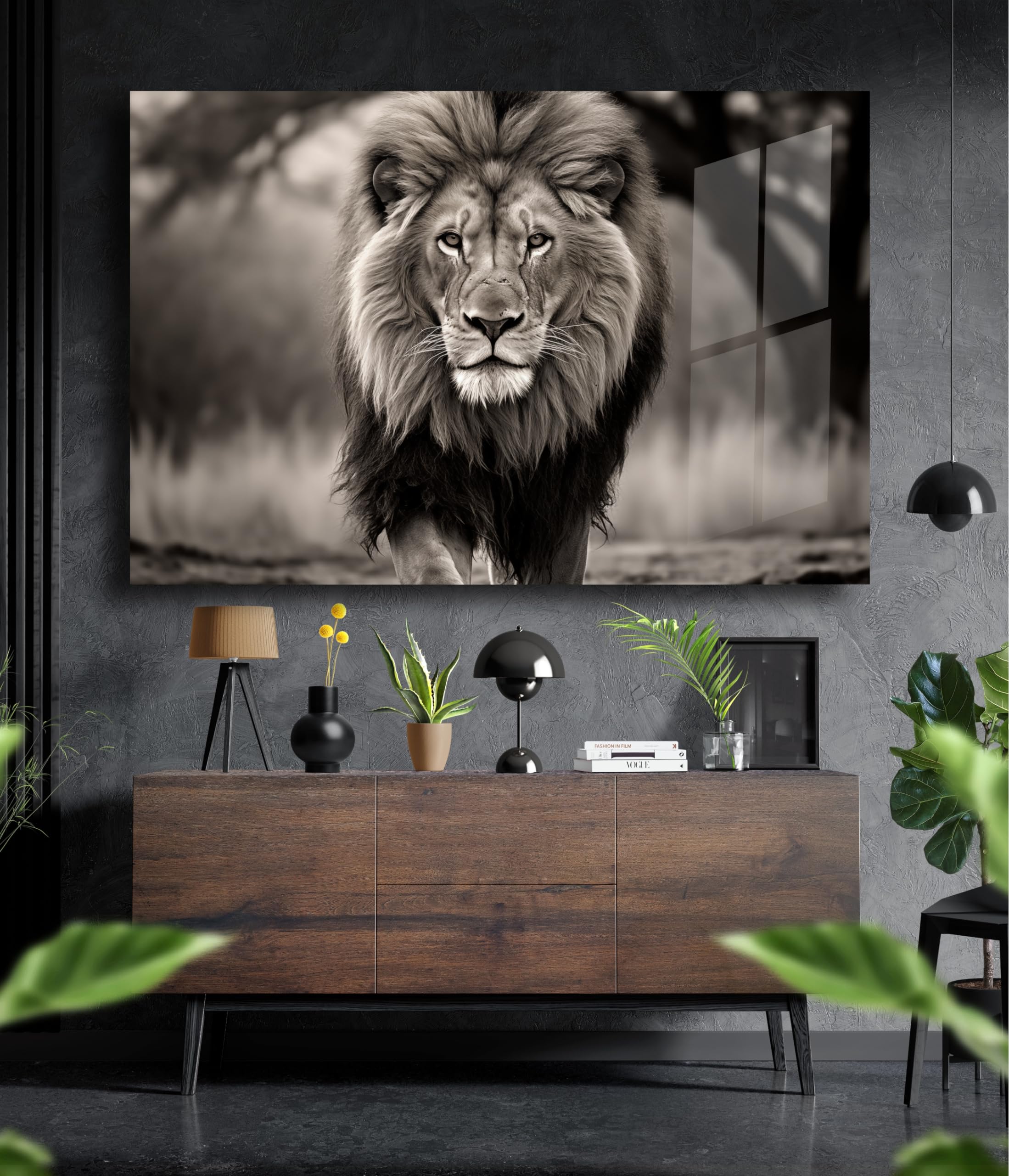 Manschin-Laserdesign Premium Wandbild aus Acrylglas Löwe - KEIN LEINWANDBILD - modern Wandbilder XXL Wanddekoration Design Wand Bild Abstrakt (Acrylglas 90x60cm)