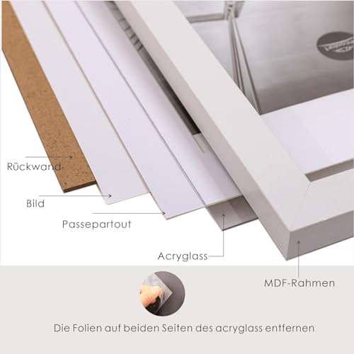 lincoolart bilderrahmen 20x25 cm Holz weiße Fotorahmen,MDF Rahmen mit Acrylglas,für Bilder 15x20 mit passepartout oder 20x25 ohne passepartout 3er Set