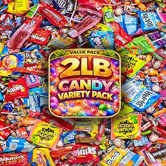 Ultimate Assorted Candy Mix 2 LB Bulk Individually Wrapped Candy Variety Pack for Candy Bowl, Office Snacks, Party Favors, Pinata Fillers, Halloween Candy, Kids & Adults Treat Bag