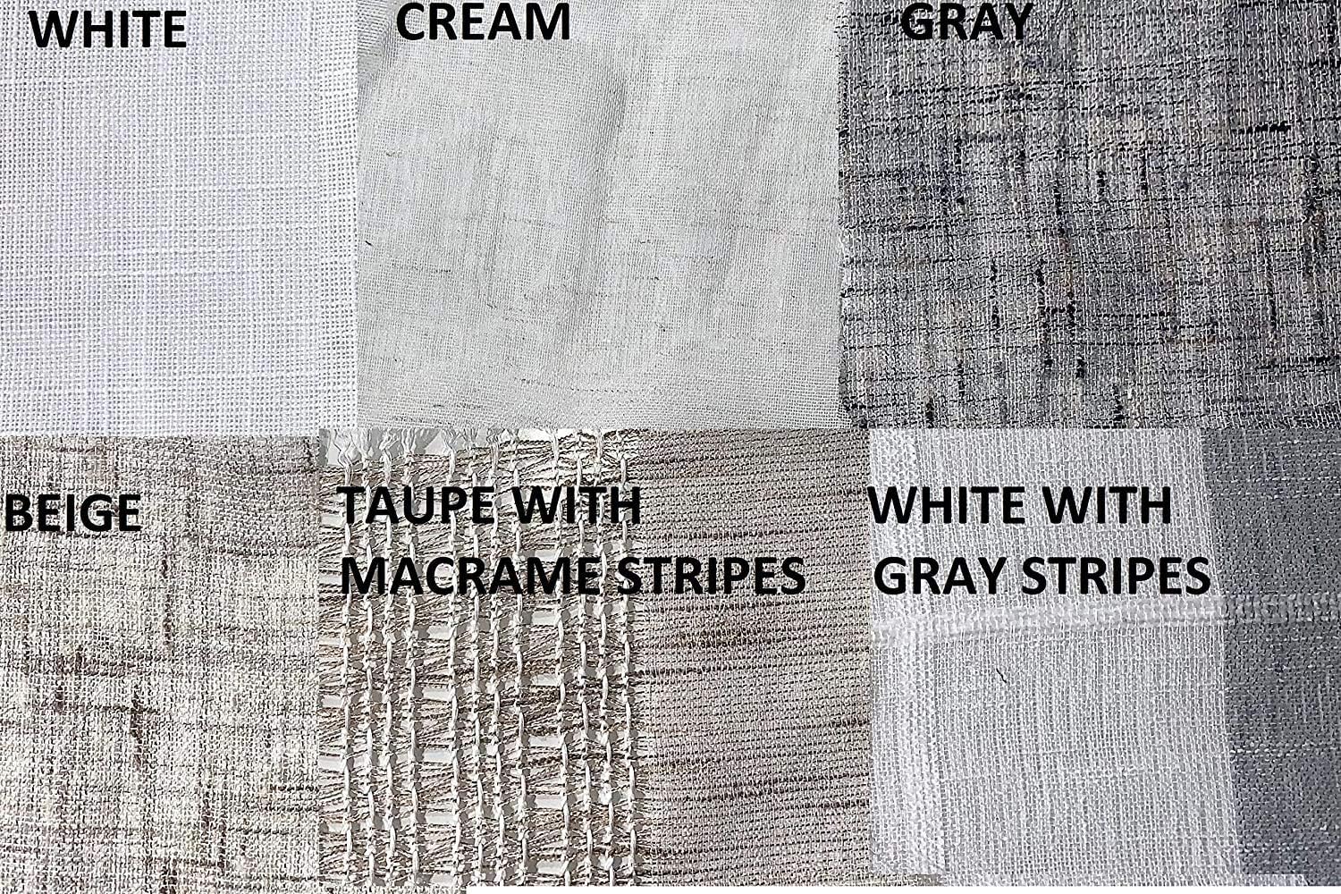 Ikiriska Extra Long Sheer Linen Curtain (1 Panel) Custom Made 12 13 14 15 16 17 18 20 24 ft 2 Story Gray, Beige, White,Cream Drapes (White with Macrame Stripes, 100″Wx120″L)