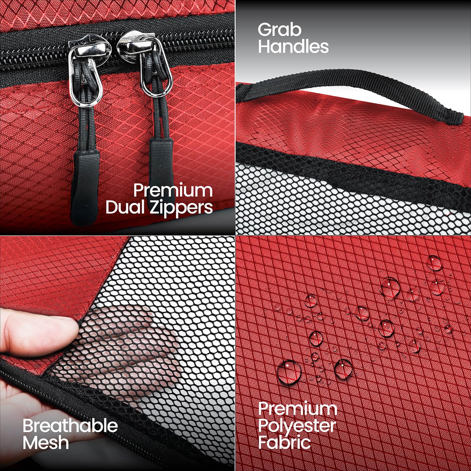 FATMUG Polyester Packing Cubes/Travel Pouch/Bag Suitcase Luggage Organiser Set Of 4-Medium Size (Red) 2