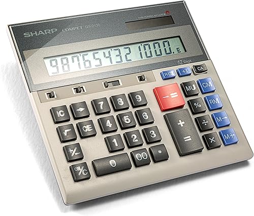 Sharp Calculadora de escritorio comercial, pantalla de 12 dígitos, energía dual solar y batería, funciones comerciales con memoria y teclas de