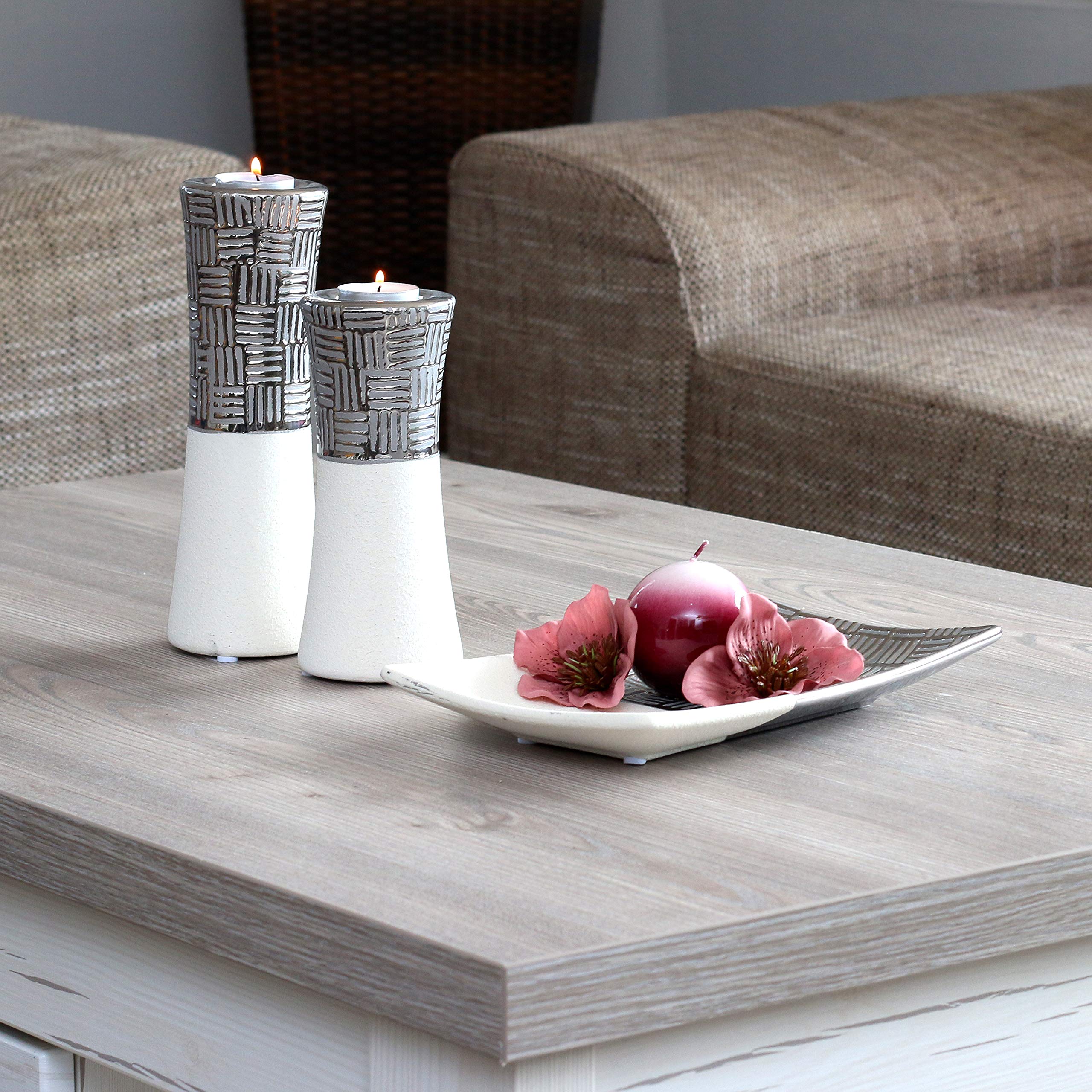 Vaso in ceramica grigio chiaro decorato 22x22x50 cm | Leroy Merlin