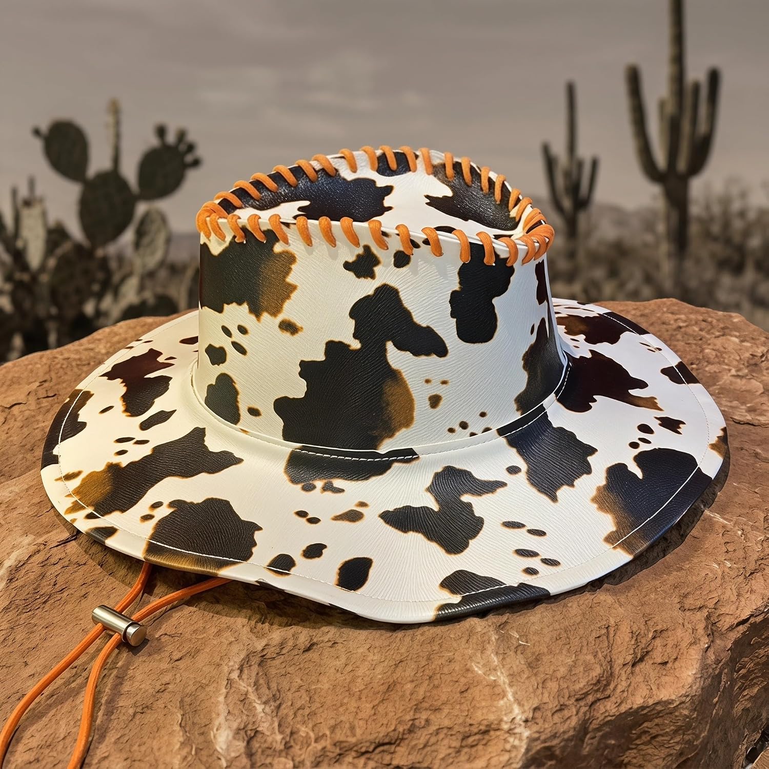 Alipis Halloween Cowgirl Hat PU Leather Wide Brim Sunhat for Women Multi