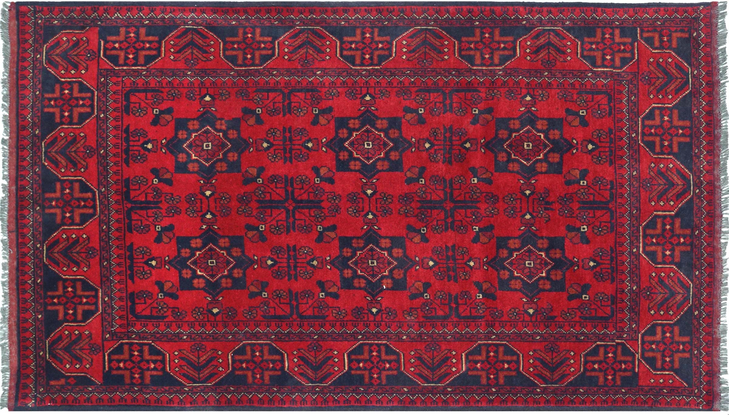 Tapis en laine marron géométrique Khal Mohammadi : l'âme de l'Orient