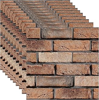 3D Wall Panels Peel and Stick, 10 Pack 3D Waterproof Self-Adhesive Wallpaper PVC Wall Panels Brick Stone for Living Room,Interior, Lobby Bedroom Office Decorate(Large Red Stone)