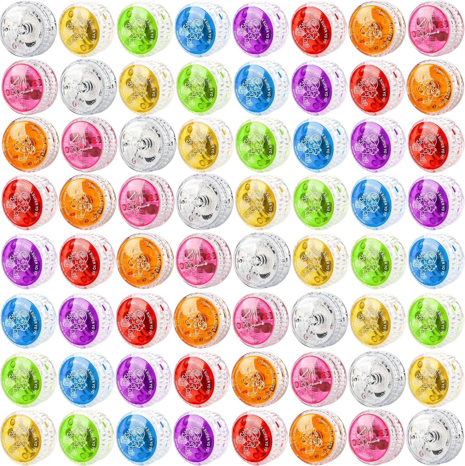 56 Pcs Colorful Light up Yo Yo Ball Bulk LED Responsive Ball Auto Return Bearing Balls for Kids Beginner Birthday Classroom Bag Fillers Prizes Gifts, 8 Colors