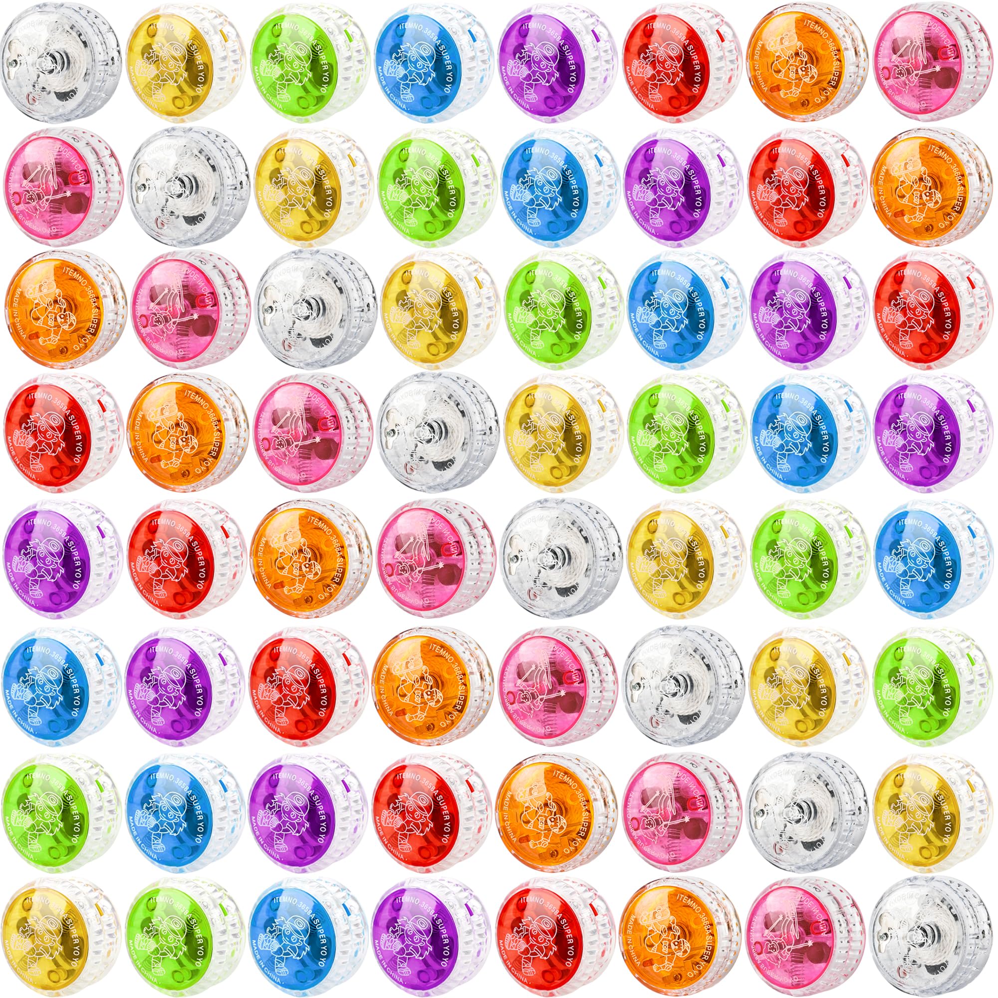 56 Pcs Colorful Light up Yo Yo Ball Bulk LED Responsive Ball Auto Return Bearing Balls for Kids Beginner Birthday Classroom Bag Fillers Prizes Gifts, 8 Colors