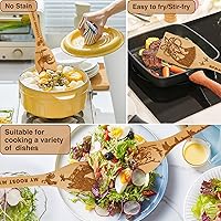 Vista 7 de 8 piezas de cuchara de cocina de bambú con forma de pollo con delantal y guantes de horno, utensilio de cocina con temática de gallo para mujeres