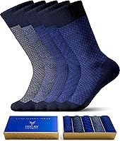 SOCKSBOX Men's Premium Bamboo Rayon Dress Socks - Patterned Crew Socks, Ultra-Soft & Breathable, 5/10 Pack Gift Box