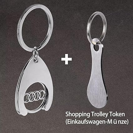 Stylischer Auto-Schlüsselanhänger Mit Einkaufswagen-Chip - Personalisierbar Mit 4 Markenlogos