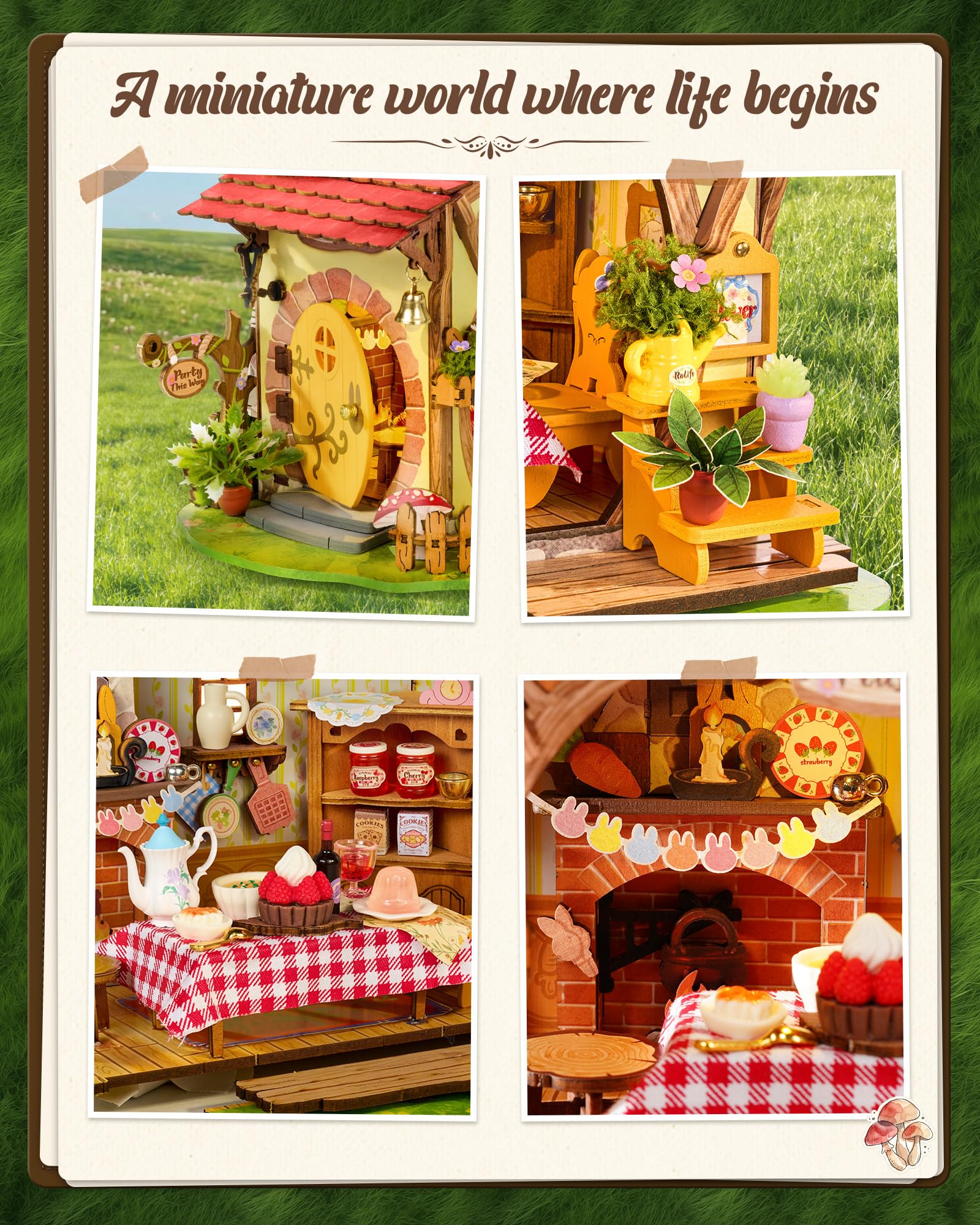 Rolife Casa delle Bambole per Adulti Boschetto Soffice Casa in Miniatura in Legno Kit Modellino Antistress Decorazione Domestica Regali Creativi per Natale