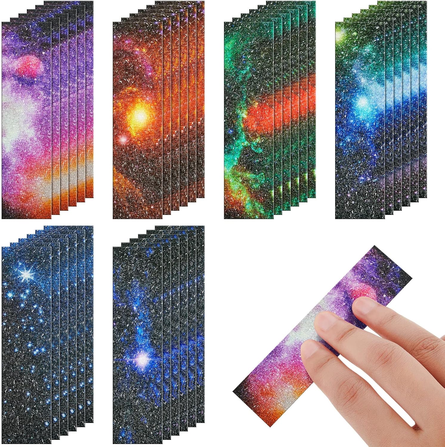 36 Pcs Anxiety Sensory Stickers Mental Health Stickers Fidget Textured Strips Toys Anti Stress Tactile Rough Calm Items Adhesives Anxiety Relief for Adults Teens Desk(Galaxy Style)