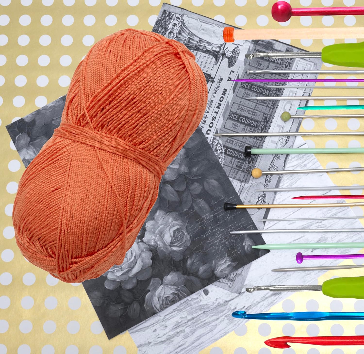 AERZETIX - C75089 - 100g ball of knitting yarn - coral colour - 100% micro-acrylic - crochet needles making haberdashery clothes