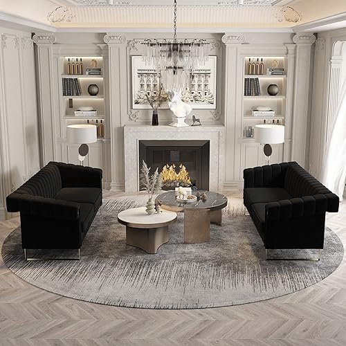 Miniatura 16 de Sofá Chesterfield de terciopelo de 83 pulgadas, moderno sofá biplaza de mediados de siglo para sala de estar y apartamento (P81-caqui cracker)