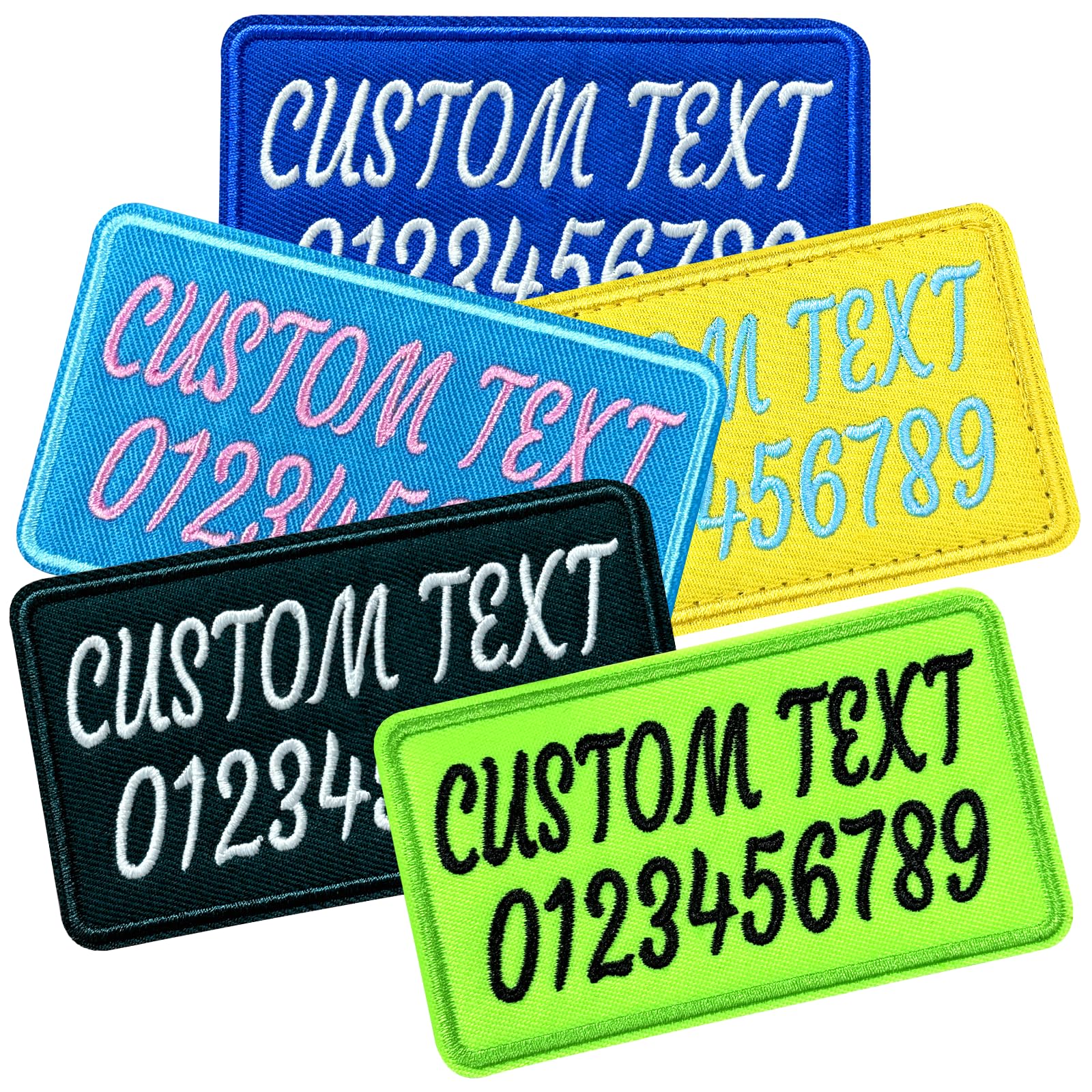 Custom Embroidered Patches, Personalized Name Tags with Iron On/Hook Backing, Customizable Text Logo Patches for Clothing, Jackets, Hats, Bags, Uniforms, Work Shirts, Multiple Colors Available
