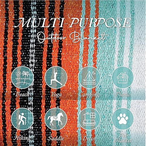 Miniatura 6 de Manta mexicana  Auténtica manta de picnic tejida a mano (70 x 50 pulgadas) para yoga restaurador al aire libre, playa y descanso de césped, manta