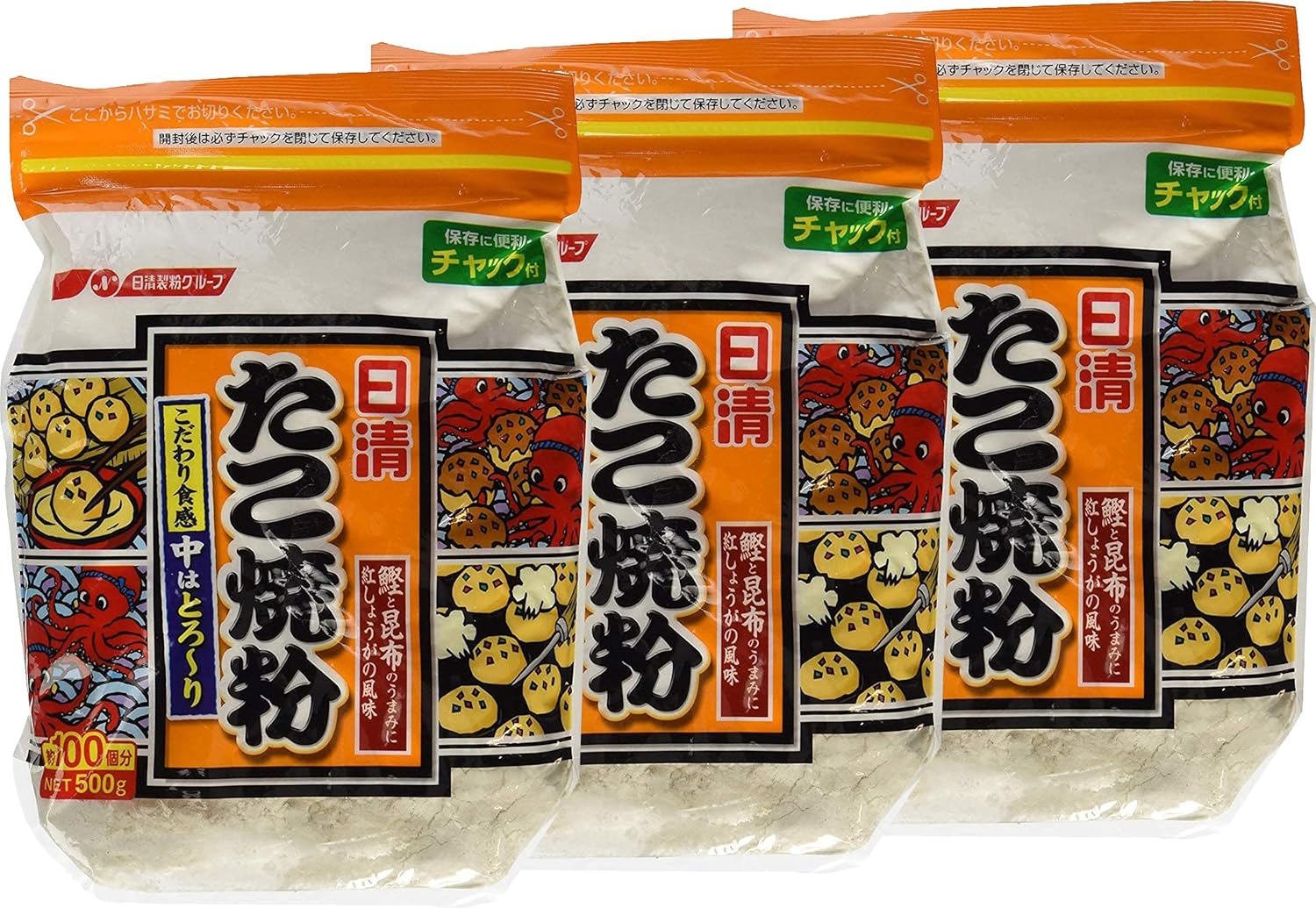 Amazon 日清 たこ焼粉 500g 3袋 お好み焼粉 たこ焼粉 お好み焼 たこ焼き粉 通販
