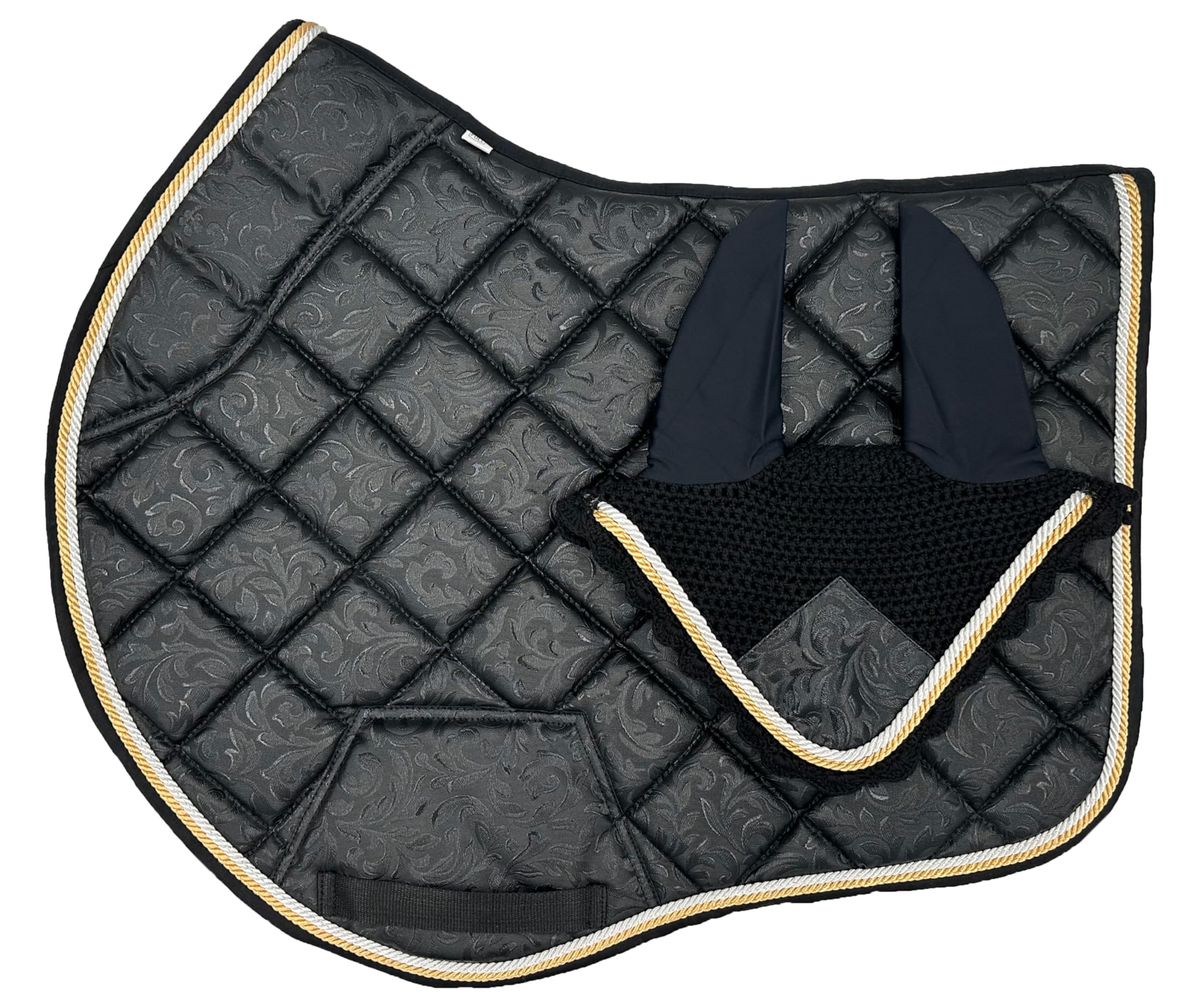 Sudadero de equitación transpirable, cordones de posicionamiento con cierre de , borde elegante de cordón inglés, completo con auriculares a juego (negro, Full)