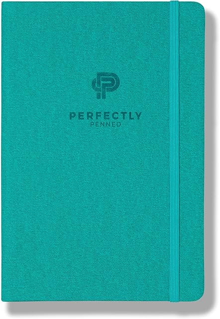 Perfectly Penned Ruled A5 Notebook/Journal/Writing Pad | Vegan Friendly Hardback Leather Cover | Extra Thick with 255, Lined, 120 GSM Premium Pages | 21 x 14 cm | Luxury Card Gift Box | Turquoise
