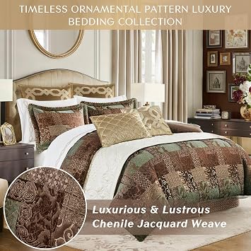 Croscill Classics Galleria Jacquard Comforter Set, Queen, 4 Piece, Brown