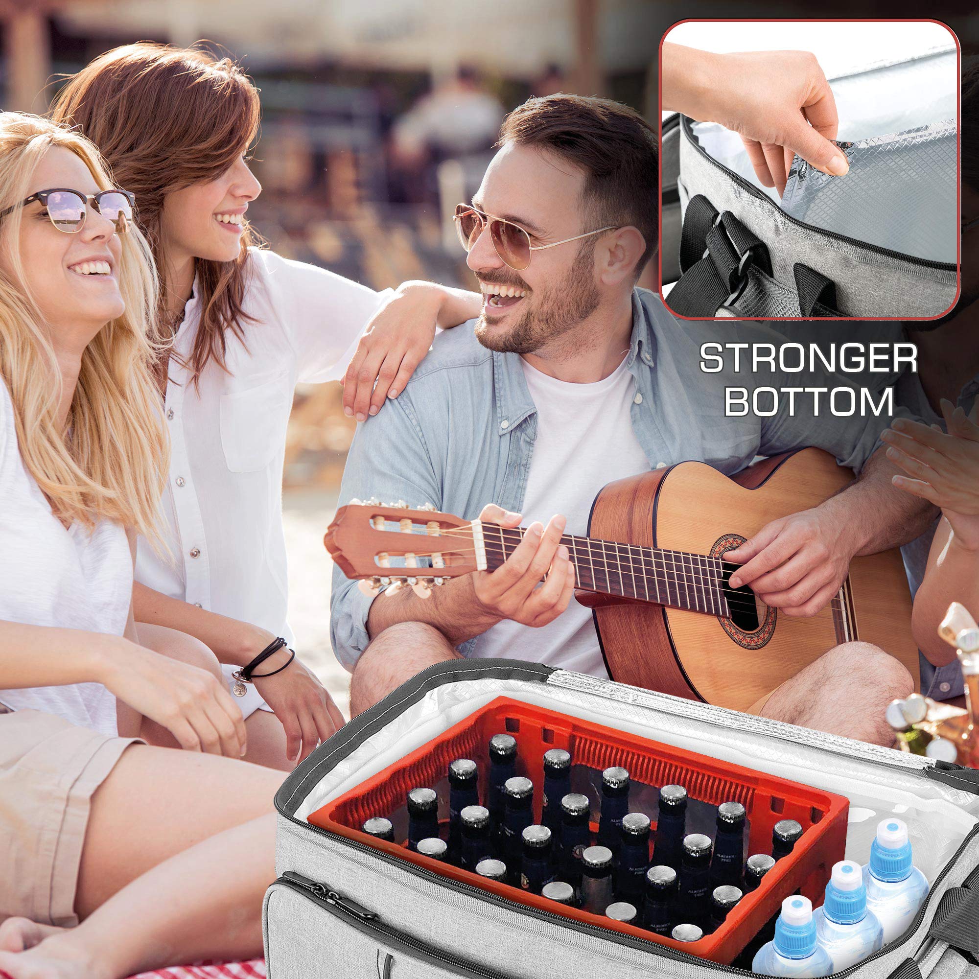 Hulongo Koeltas, grote opvouwbare koelbox, geïsoleerde thermotas, waterdicht, voor picknick voor reizen, kamperen en winkelen, 30 liter, grijs