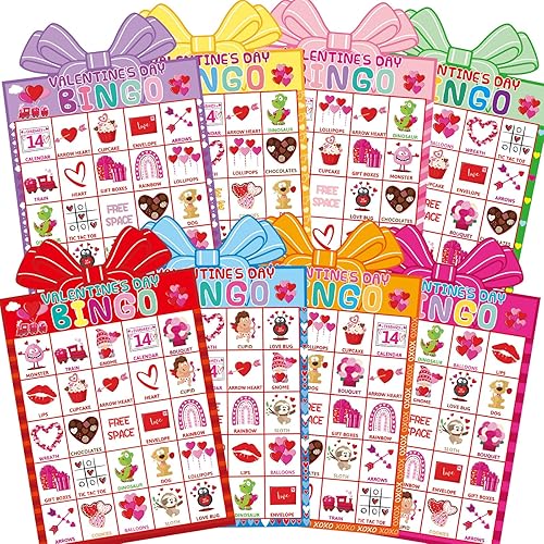 Miniatura 9 de FANCY LAND Juego de bingo del día de San Valentín para niños 24 jugadores troquelados recuerdo de fiesta