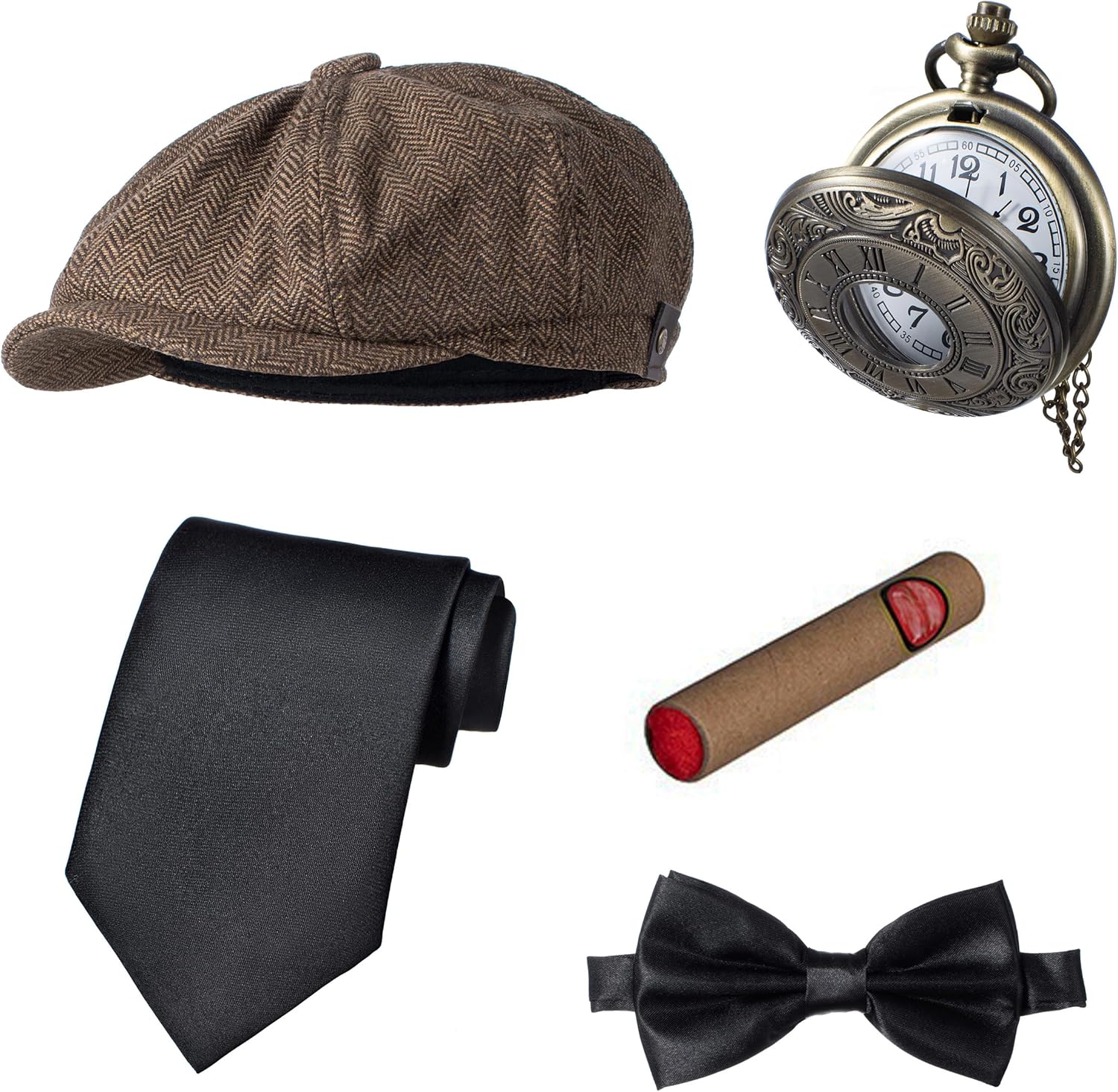 1920s Mens Costume Vest Hat Pocket Watch Accessories Set Adult Party Cosplay - Image 5