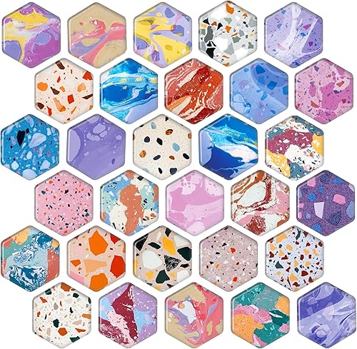 MORCART - Imanes hexagonales para nevera, coloridos imanes de terrazo para refrigerador y casillero (pizarra blanca y vidrio)