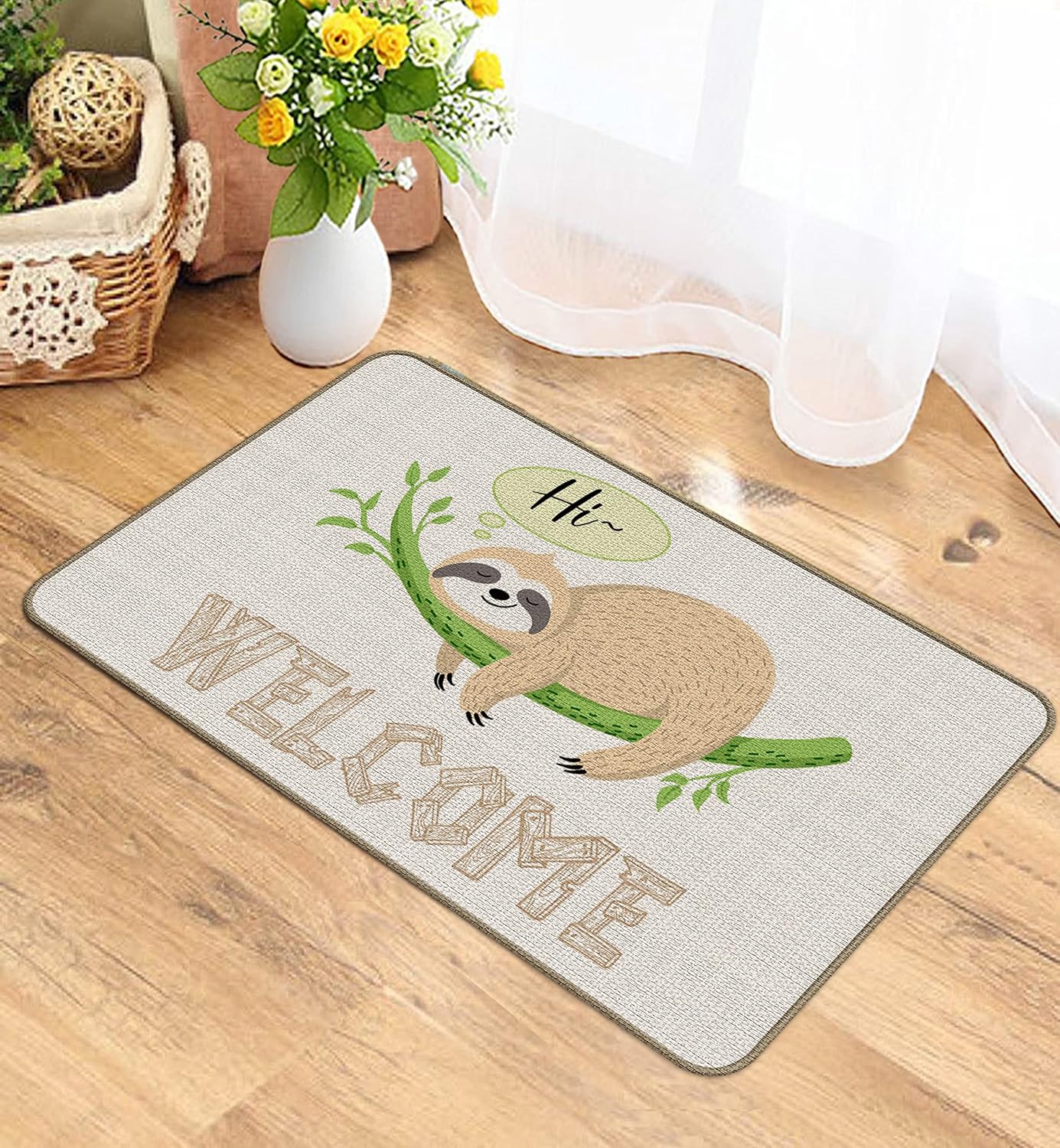 Sloth Theme Decorative Indoor Outdoor Doormat, Funny Front Door Mat 18 x 30 Inch for Sloth Themed Room Entrance, Front Porch Mat, Doormat Funny Sloth Decor Mat, Sloth Lover Gift
