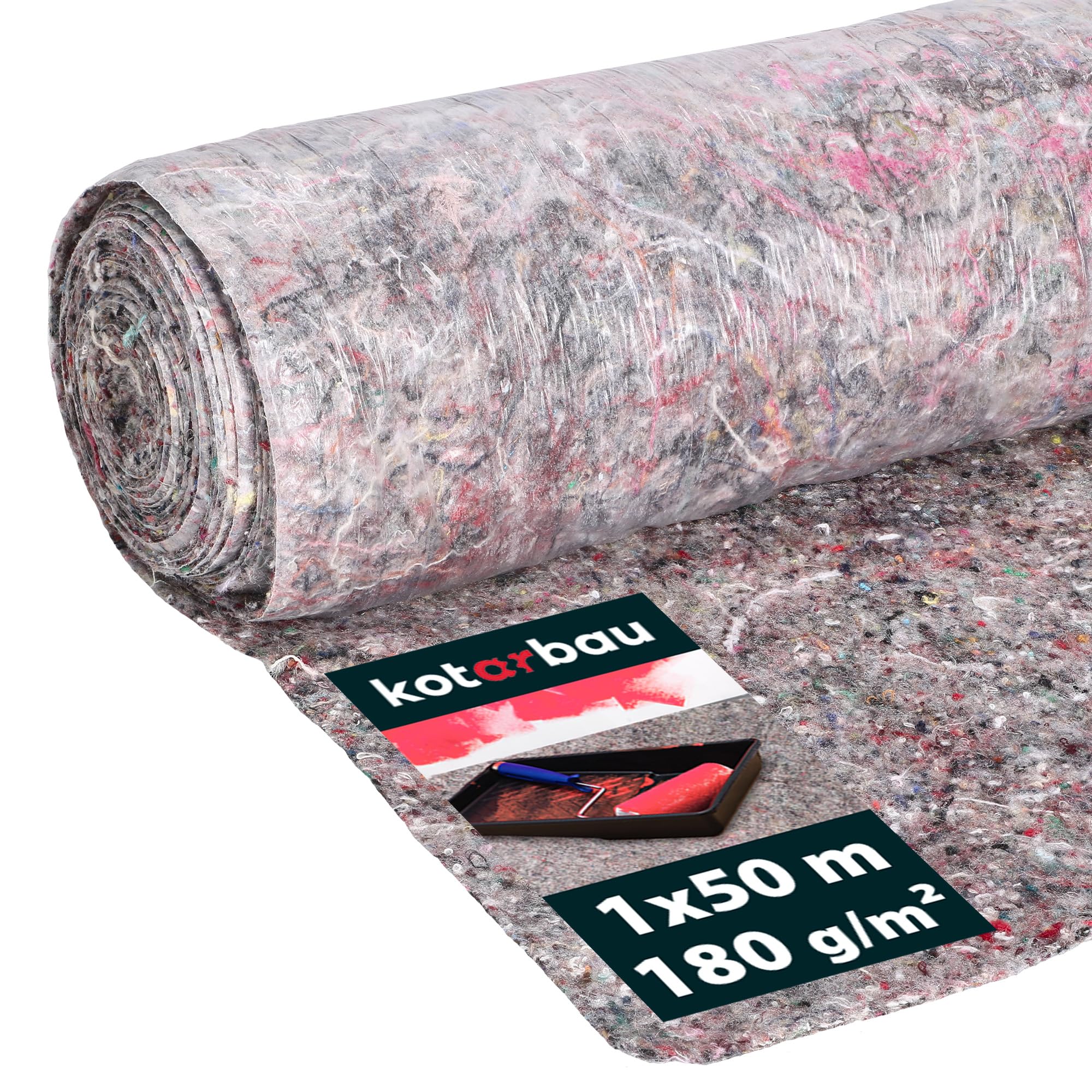 KOTARBAU® Telo di copertura per pittore, 1 x 50 m, 180 g/m², in tessuto non tessuto con protezione contro le perdite, in HDPE