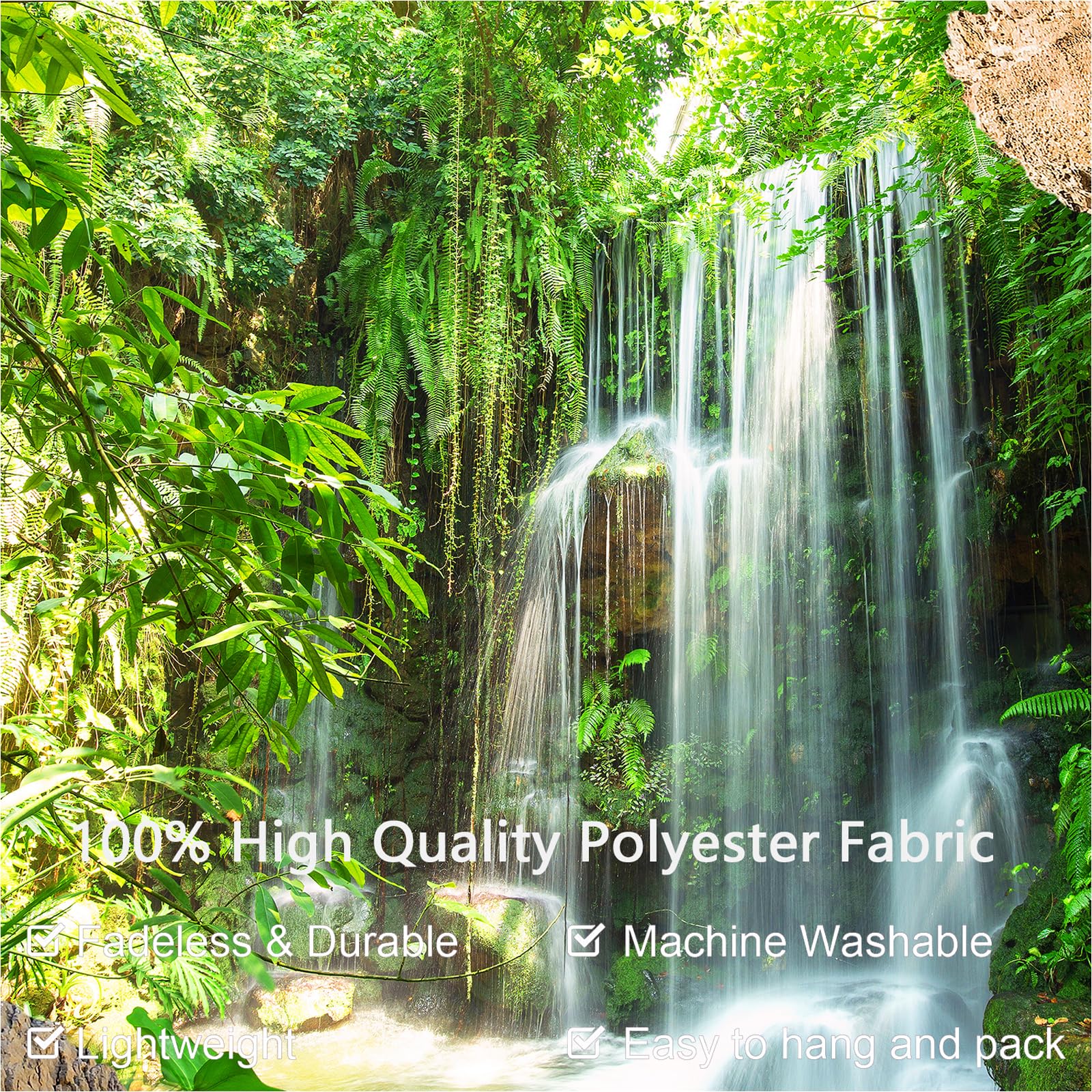 WIERAEM Wald Wandteppich Natur Wasserfall Wasser Wandtuch Groß GrüN Höhle Landschaft Wandbehang Geeignet für Wohnzimmer Schlafzimmer und Arbeitszimmer Dekoration L 300 X H 180cm