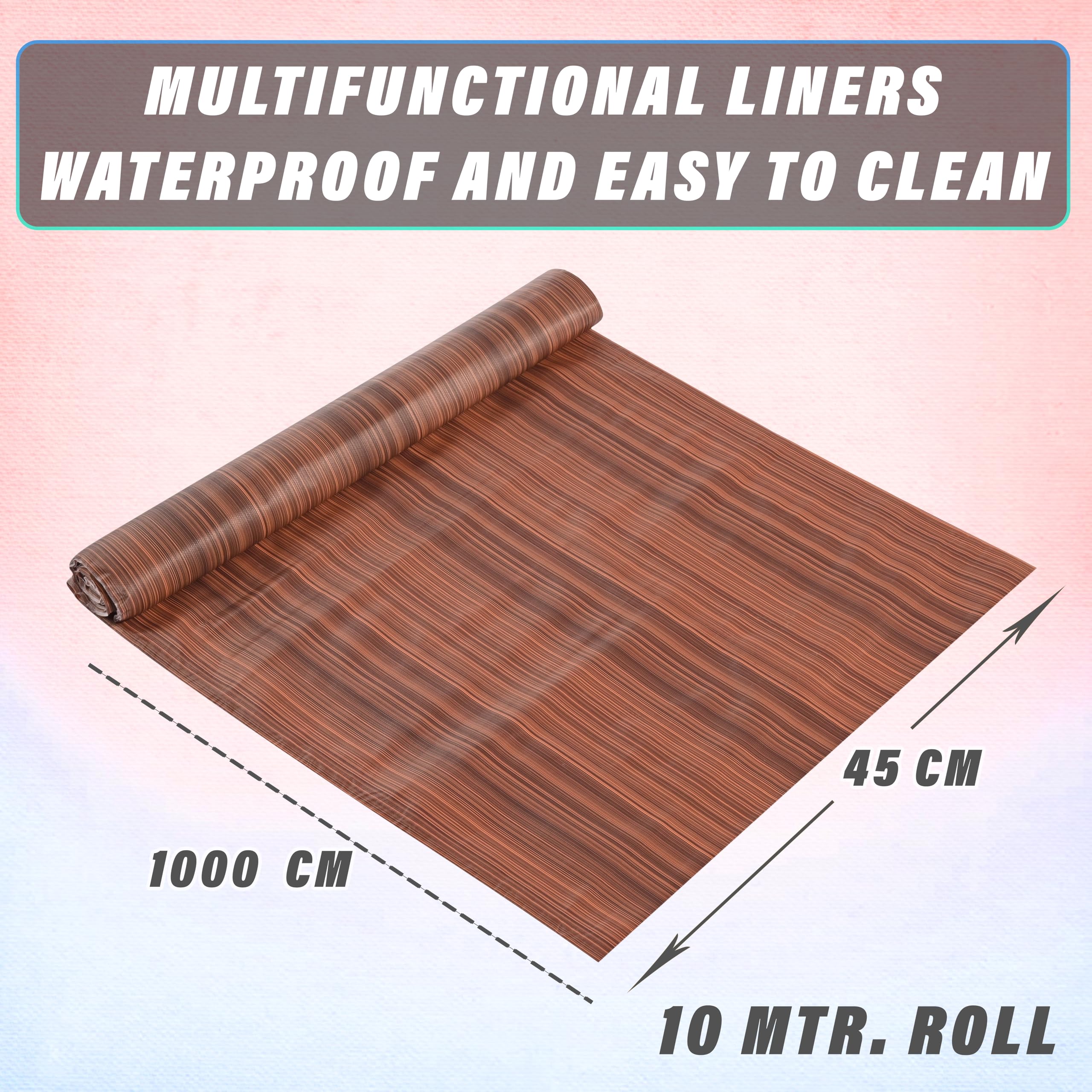 Kuber Industries Shelf Mat | Lining Print Desk Mat | Placemat for Kitchen | PVC Non-Slip Drawer Sheets| Kitchen Cabinet Shelf Liner | 10 Meter | Dark Brown 1