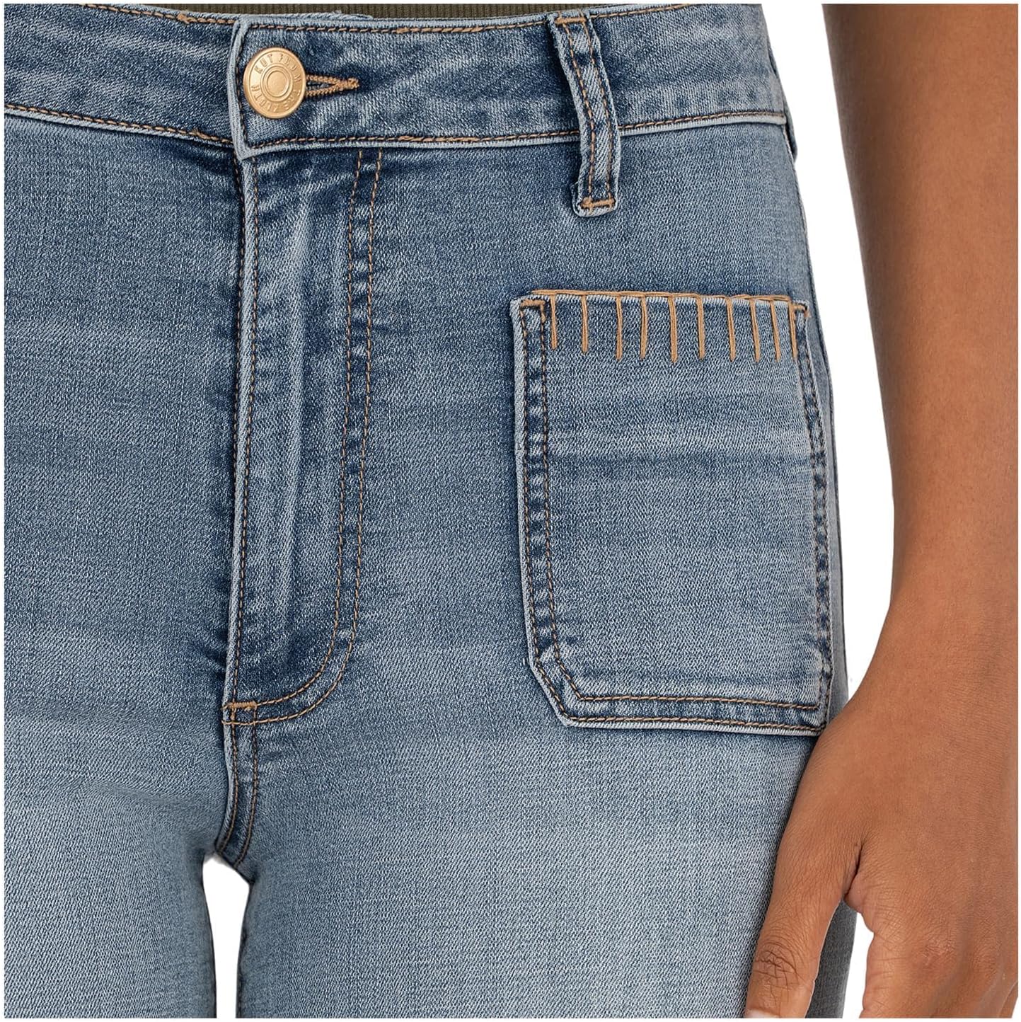 KUT from the Kloth Meg High Rise Wide Leg with Front Patch Pockets Wide Hem - Image 3