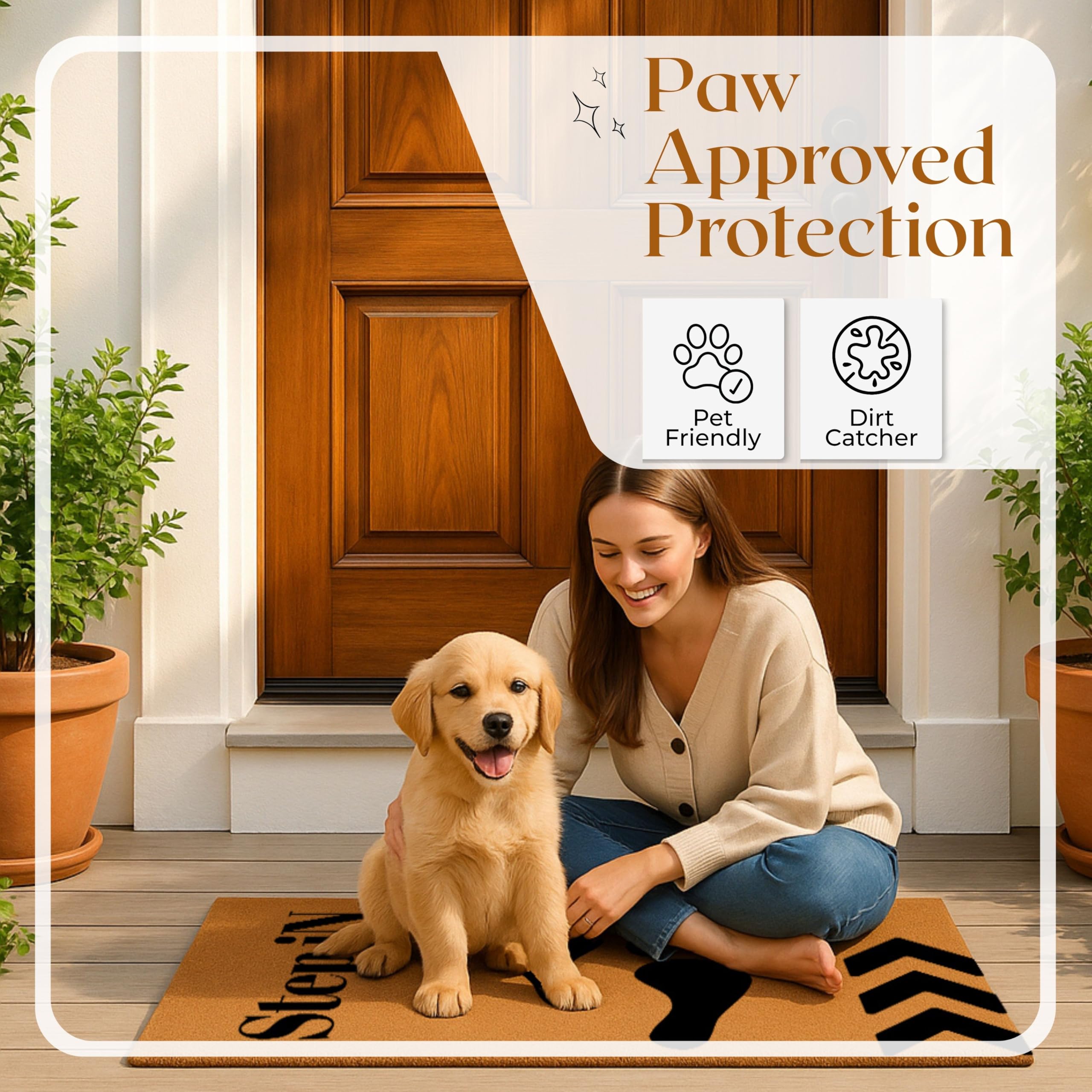 COCONIQ Coir Door Mats 43x76 cm, Non-Slip Sturdy, PVC Backed Heavy Duty, Easy to Clean, Ideal for Door Entrance Patio, Porch - Image 4