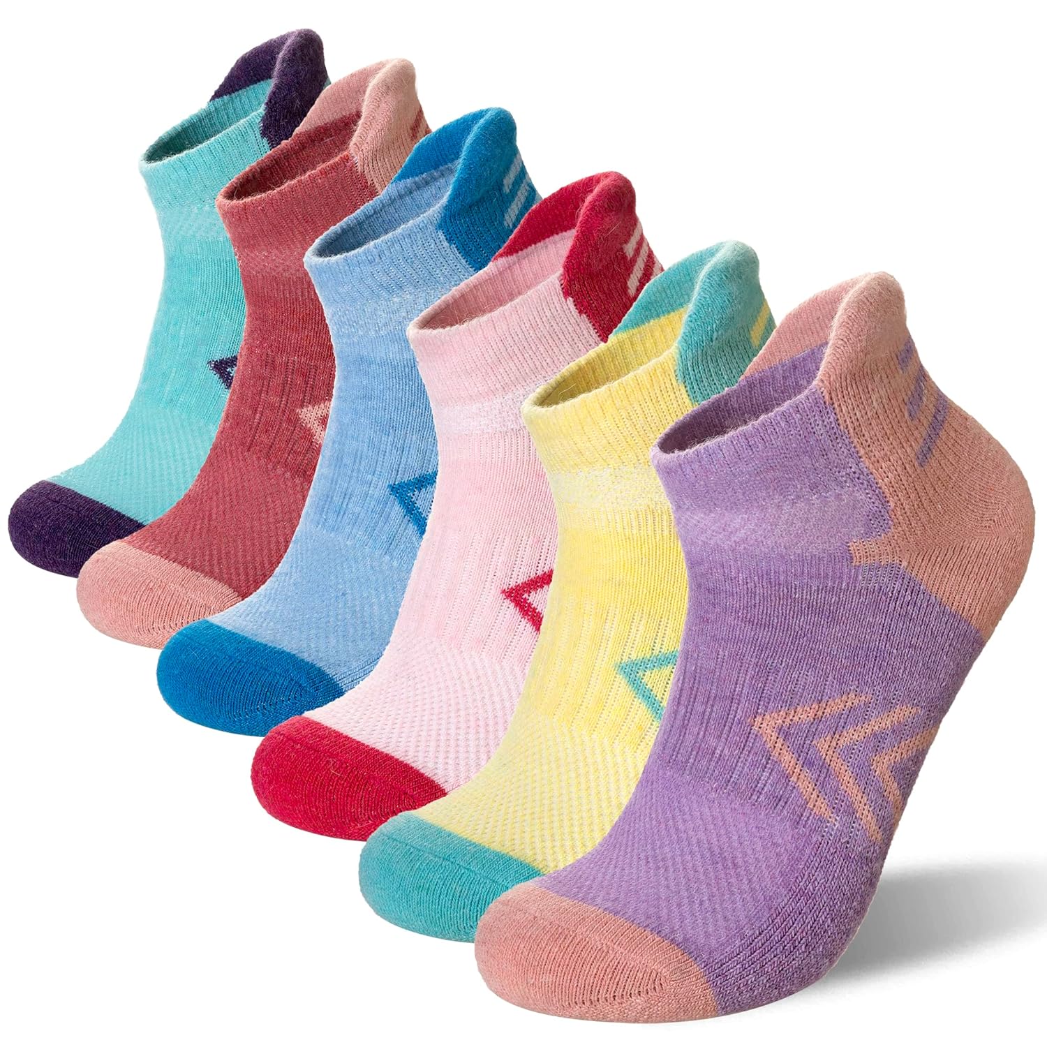Velice Merino Wool Ankle Hiking Running Socks for Women Compression Thick Athletic Cushion Breathable No Show Socks 6