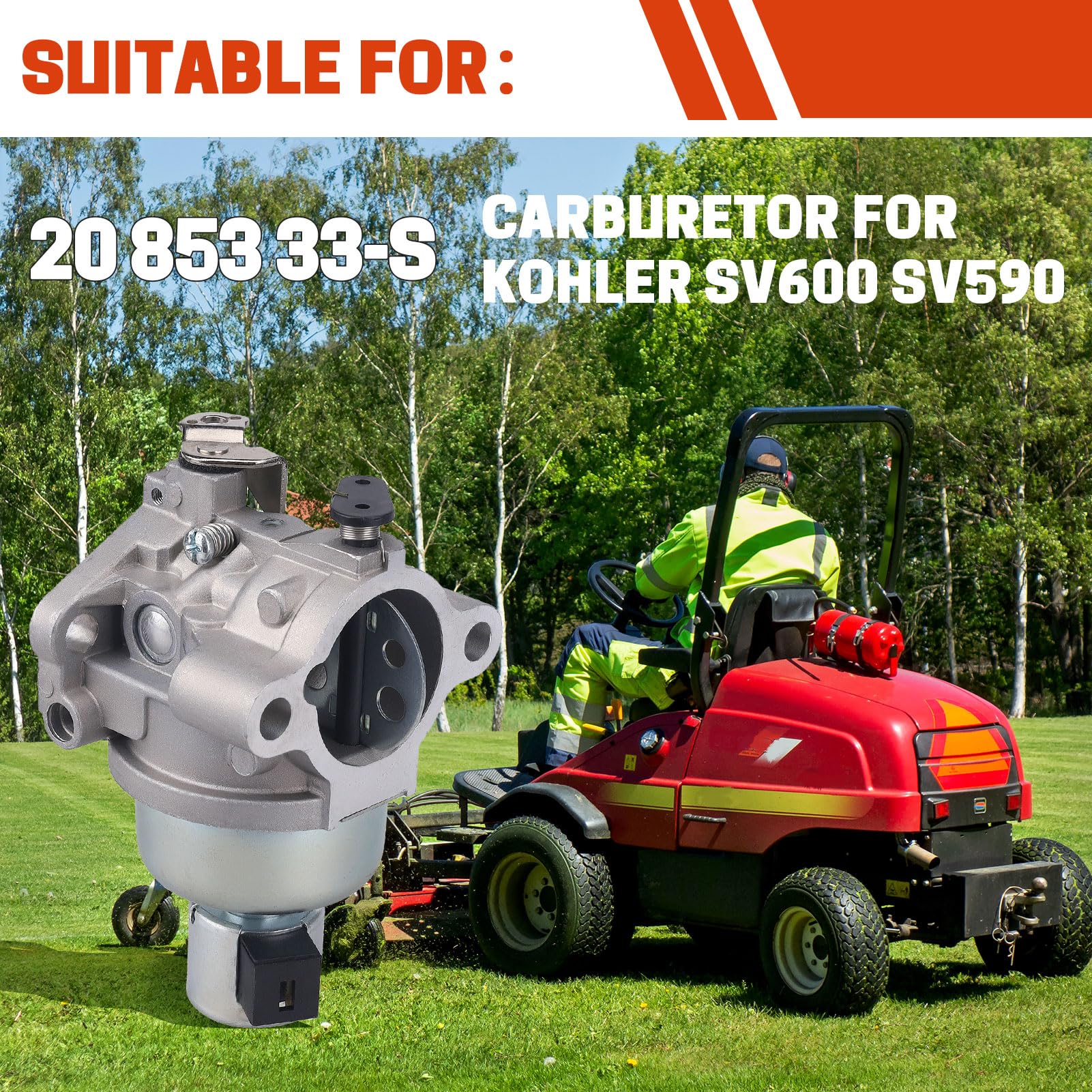 Kompatibel mit 20 853 33-S SV620 Vergaser für Kohler Courage SV590 SV530S SV610 SV471 SV480 SV601 SV620 16 PS 17 PS 21 PS 22 PS Motor ersetzt 20 853 16-S 20 853 14-S