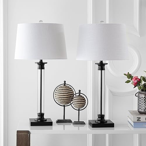 Miniatura 7 de JONATHAN Y JYL1008A-SET2 - Juego de 2 lámparas de mesa Mason de 30 pulgadas de vidrio y metal, lámpara de mesa LED para mesita de noche, lámpara