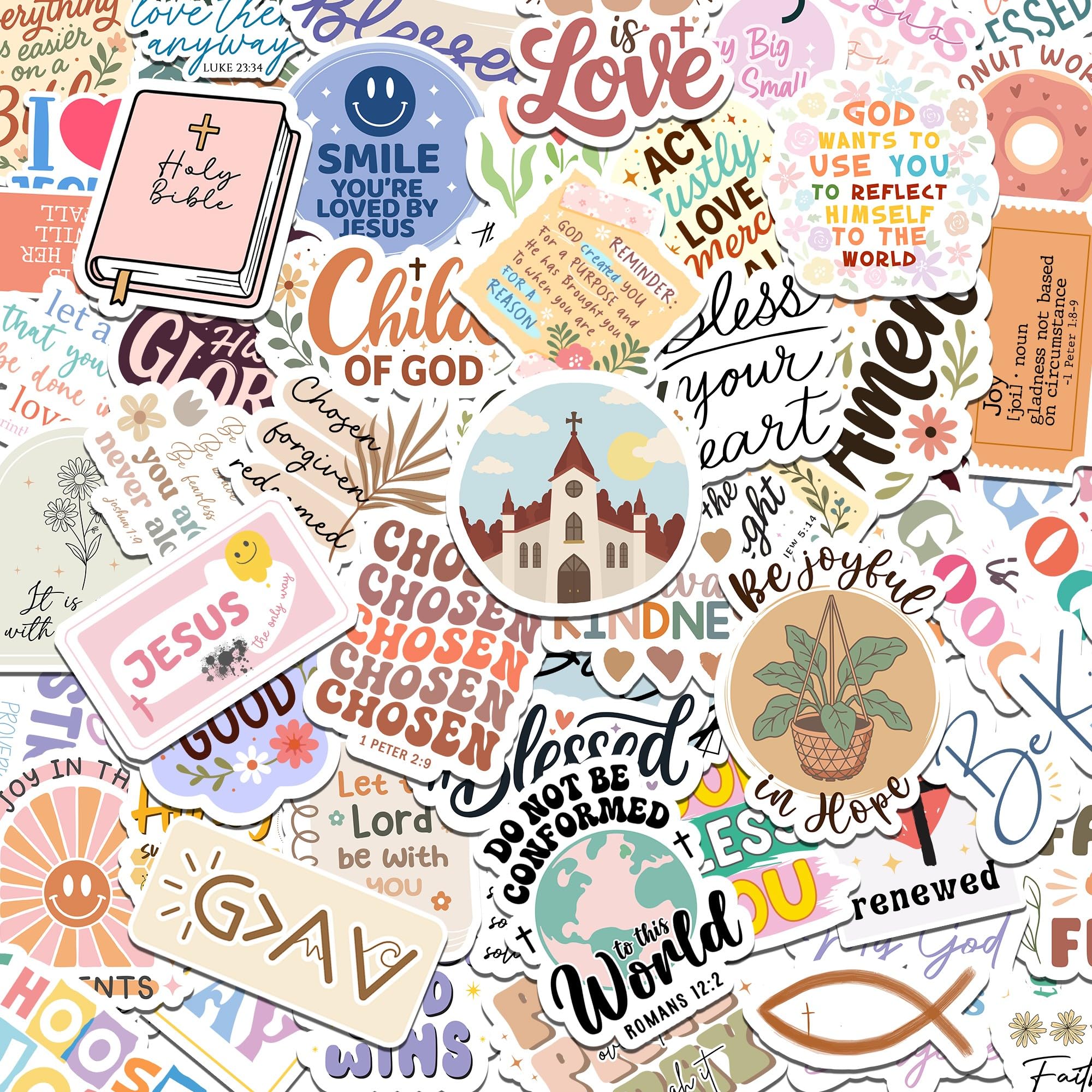 Photo 1 of 130Pcs God is Greater Sticker Pack by Puraesla - Inspirational Christian Stickers, Bible Verse Faith Scripture Messages for Water Bottle, Laptop, Religious Gifts, Notebook, Bible Study