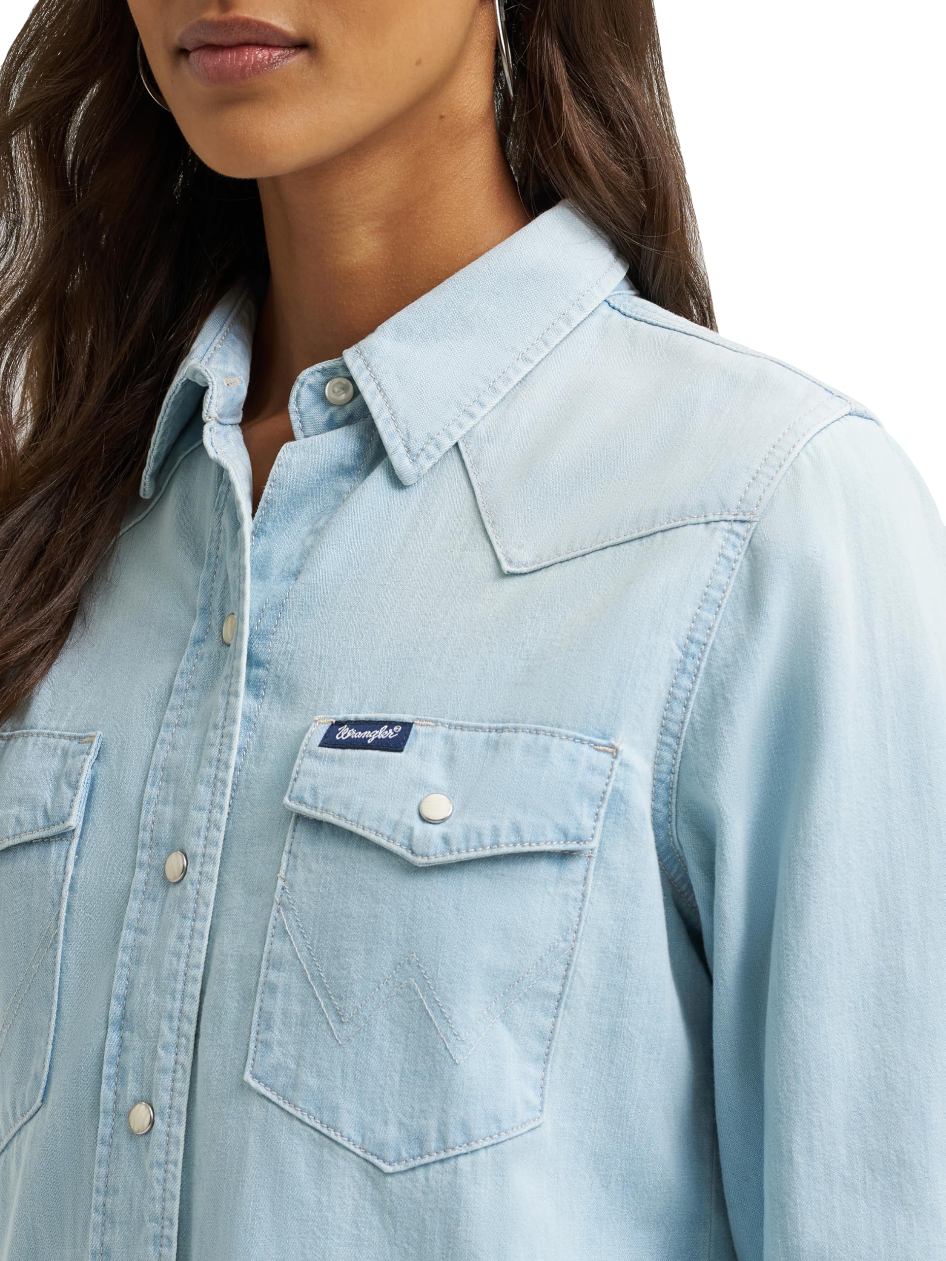 Wrangler Long Sleeve Western Snap Shirt Chemise Western à Manches Longues Femme (Lot de 1)