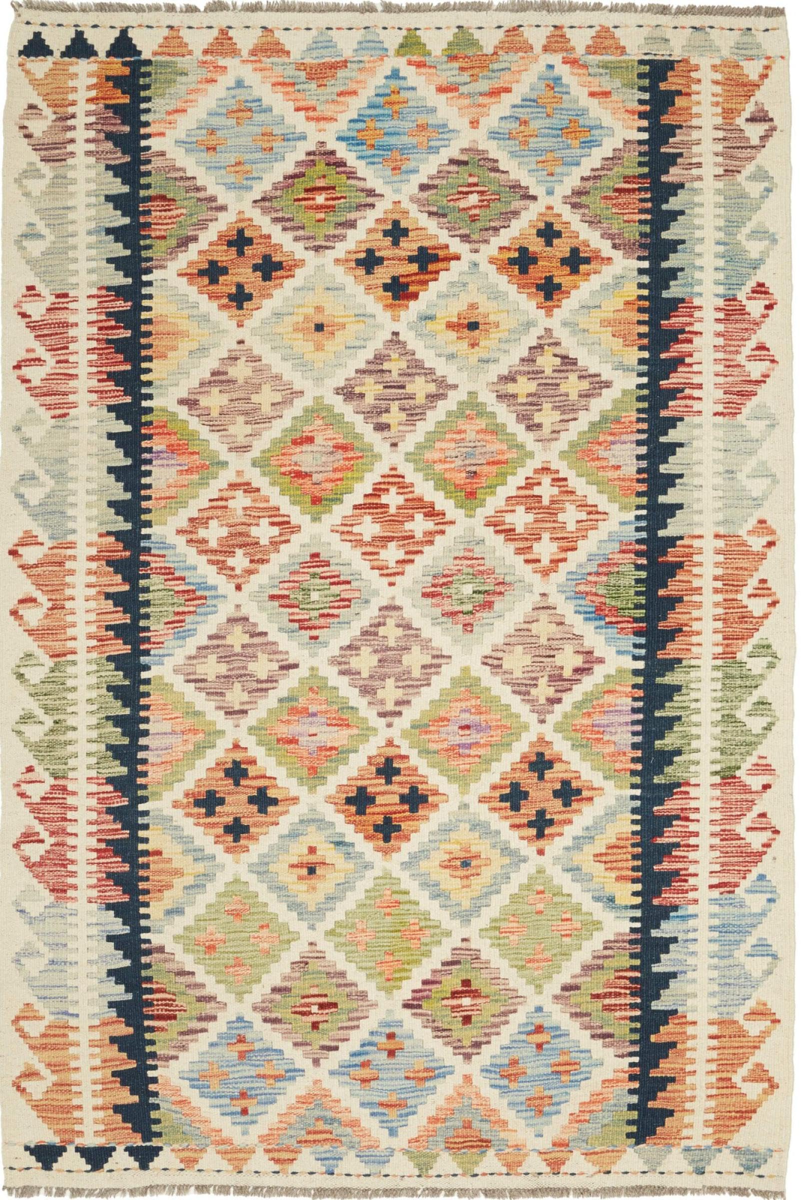 Tapis d'Orient Kilim Afghan laine 121x185 pour isoler du froid et habiller un sol