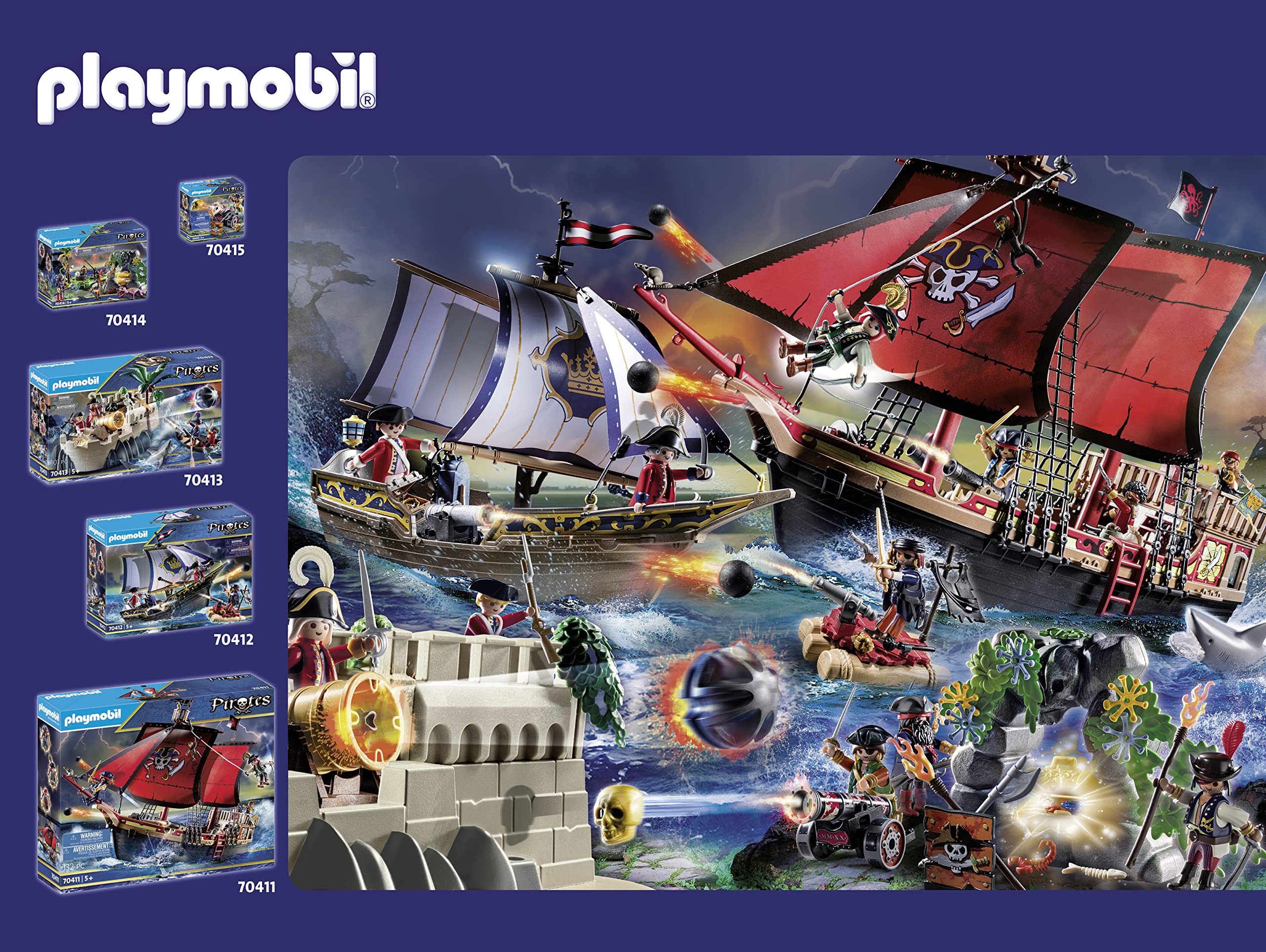 PLAYMOBIL Adventskalender 70322 Schatzsuche in der Piratenbucht mit zahlreichen Figuren, Tieren und Zubehörteilen hinter jedem Türchen, 120-teilig, Für Kinder ab 5 Jahren