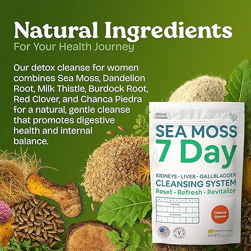 Miniatura 4 de Atlantic Naturals Sea Moss 7 Day Detox Limpieza de hígado, vesícula biliar y riñón - Soporte con raíz de diente de león, cardo mariano, raíz de