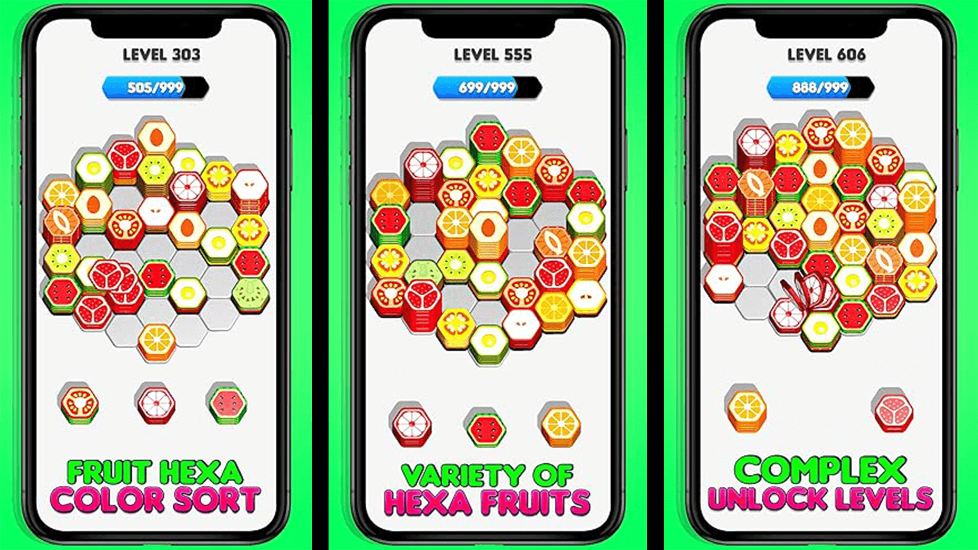 Hexa Sort Fruit Stack Puzzle: Hexa Fruit Block Match Merge Master ...