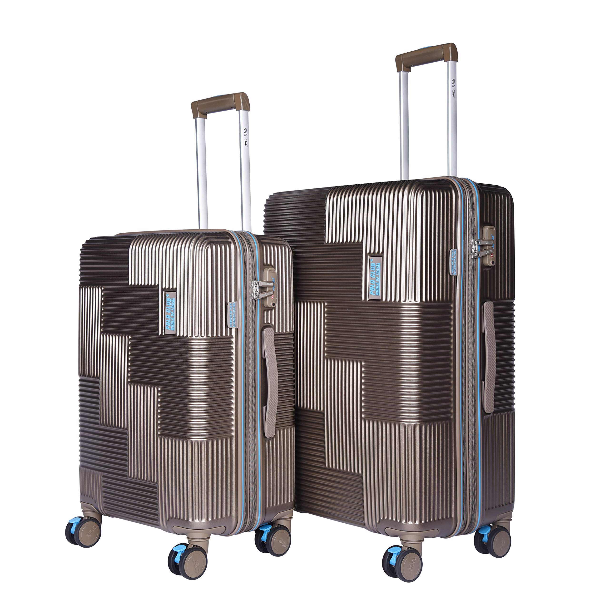 POLO CLUB - USA Airbus Polycarbonate Hard Sided 8 Wheeler Spinner Luggage Set/Cabin and Check-in Suitcase/Trolley Bag for Travel Set of 2 (Medium- 65 Cm, Small- 55 Cm) - Bronze